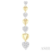 1/2 ctw Two-Toned Puffed Heart Link Round Cut Diamond Fashion Long Earring in 14K Yellow and White Gold
